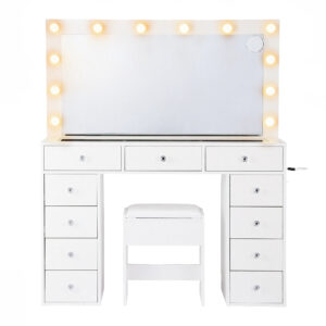 Artiss Dressing Table Vanity Desk Set Stool Led Bulbs White Product Image