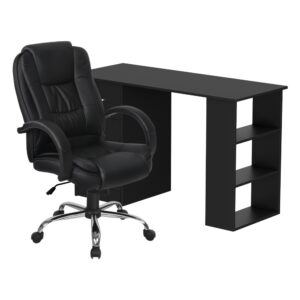 Artiss Computer Desk 120cm Executive Office Chair Set PU Leather High Back Black product image