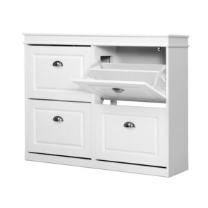 Artiss Shoe Rack Cabinet 16 Pairs White – Sumo Deals Artiss Shoe Rack Cabinet 16 Pairs 4-Tier White Paul Product Image