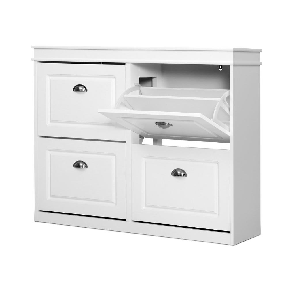 Artiss Shoe Rack Cabinet 16 Pairs White – Sumo Deals Artiss Shoe Rack Cabinet 16 Pairs 4-Tier White Paul Product Image
