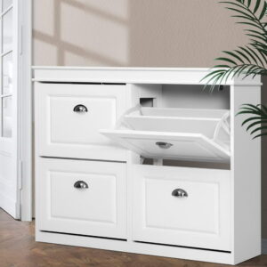 Artiss Shoe Rack Cabinet 16 Pairs 4-tier White Paul product image