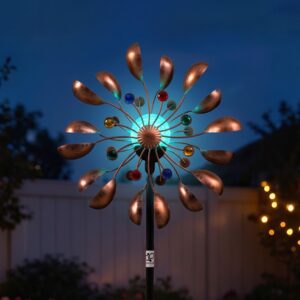Gardeon Garden Windmill Metal Wind Spinner Solar Light Outdoor 190cmr Bronze product image