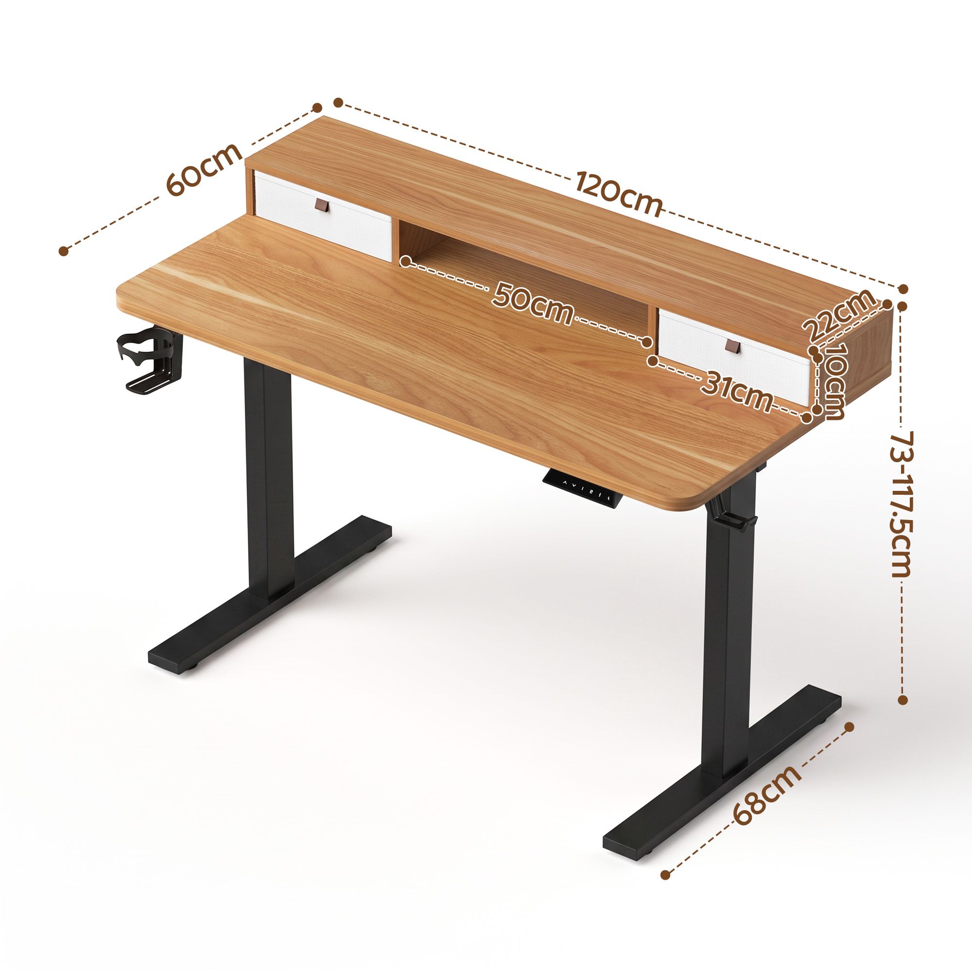 Artiss Electric Standing Desk 120Cm Oak – Sumo Deals Artiss Electric Standing Desk Height Adjustable Home Office 120Cm Oak Product Image