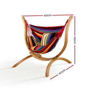 Gardeon Hammock Chair Timber Outdoor Furniture Camping With Wooden Stand Product Image