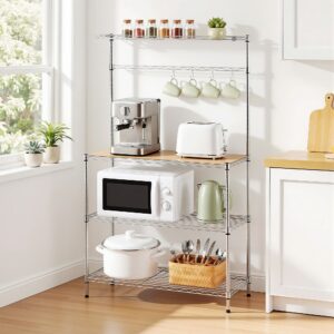 Artiss 4-Tier Metal Kitchen Rack Shelf Silver Storage Shelves Organizer Microwave Stand 90cmx151cm product image