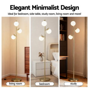 Artiss 3-Light Tree Floor Lamp 165Cm Tall Standing Light With Sphere Glass Shades For Modern Homes Product Image