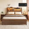 Artiss Double Bed Frame Metal with Charging Station LED Light Storage Shelf product image