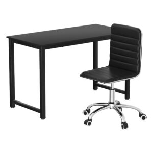 Artiss Computer Desk 120cm Executive Office Chairs Set PU Leather Low Back Black product image