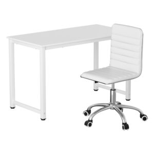 Artiss Computer Desk 120cm Executive Office Chairs Set PU Leather Low Back White product image