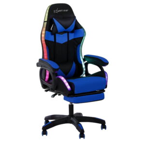 Artiss Gaming Office Chair 12 RGB LED Massage Computer Work Seat Footrest Blue product image