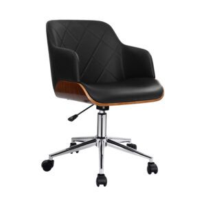 Artiss Wooden Office Chair Fabric Seat Black product image