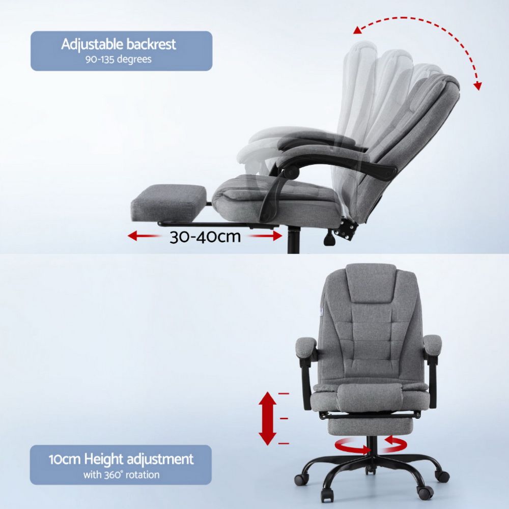 Artiss Executive Fabric Office Chair With Footrest – Sumo Deals Artiss Office Chair Executive Fabric Seat Racing Computer Desk Chairs Footrest Product Image