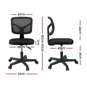 Artiss Armless Office Chair With Wheels, Ergonomic 360° Swivel Home Office Desk Chair, Height Adjus Product Image
