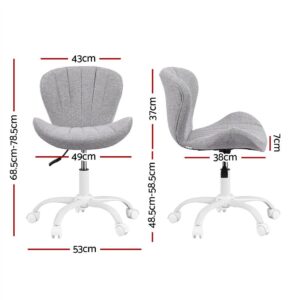 Artiss Ergonomic Office Chair Armless Height Adjustable Computer Desk Chair Fabric Light Grey Product Image