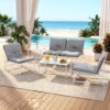 Gardeon 5-Piece Outdoor Sofa Set with Cushions table and Chairs White product image