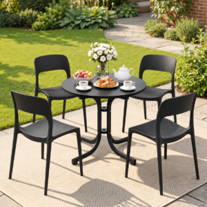 Gardeon 5PCS Outdoor Dining Set Table and Chairs Patio Furniture Garden Black product image