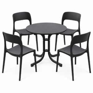 Gardeon 5Pcs Outdoor Dining Set Table And Chairs Patio Furniture Garden Black Product Image