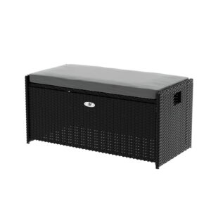Gardeon Outdoor Storage Bench Box Wicker Garden Sheds Tools Cushion Patio Furniture Black product image