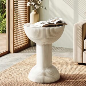 Artiss Paper End Table Honeycomb Coffee Table Foldable Round Bedside Side Table White 40x55cm product image