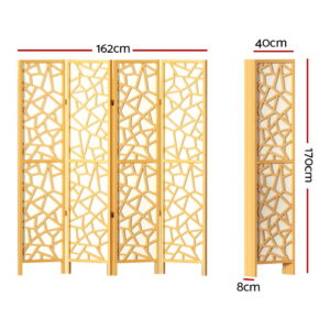Artiss 4 Panel Room Divider Screen 162X170Cm Clover Natural Product Image