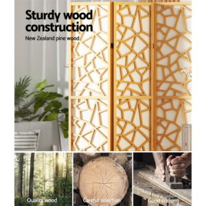 Artiss 4 Panel Room Divider Screen 162X170Cm Clover Natural Product Image