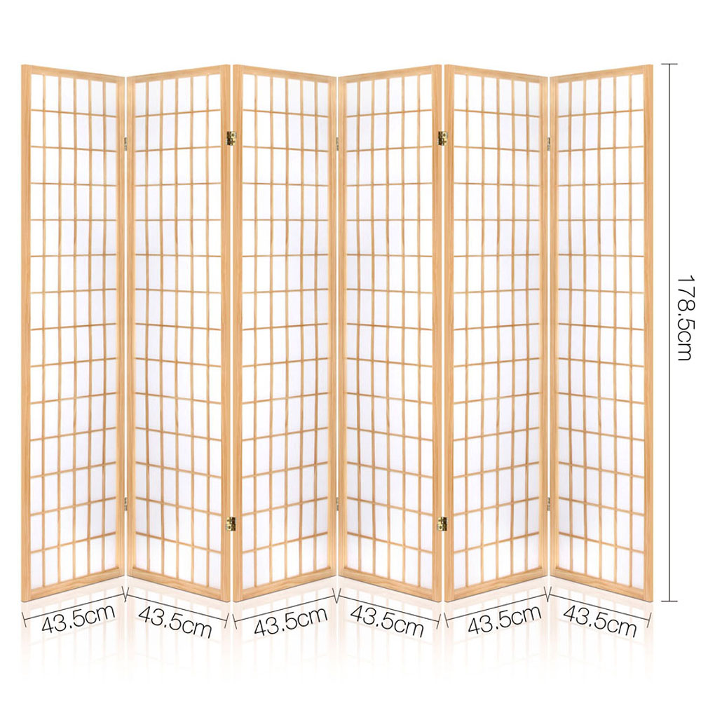 Artiss 6 Panel Room Divider Screen Natural – Sumo Deals Artiss 6 Panel Room Divider Screen 261X179Cm Natural Product Image