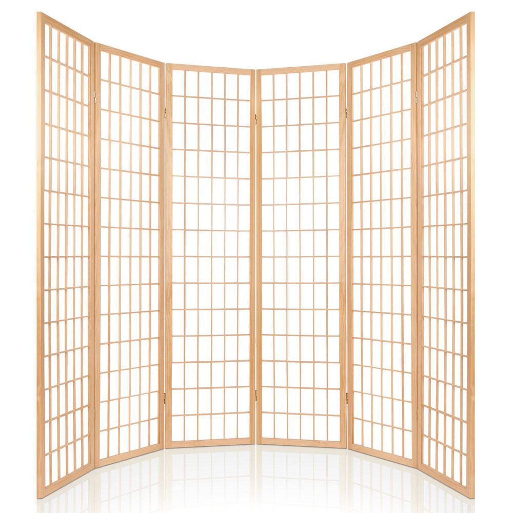 Artiss 6 Panel Room Divider Screen Natural – Sumo Deals Artiss 6 Panel Room Divider Screen 261X179Cm Natural Product Image