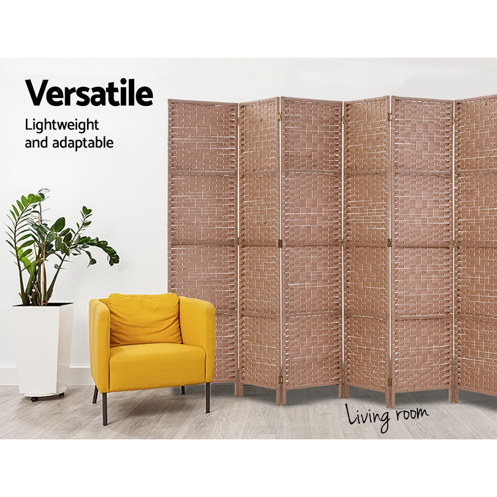 Artiss 6 Panel Room Divider Screen Natural Woven – Sumo Deals Artiss 6 Panel Room Divider Screen 245X170Cm Woven Natural Product Image