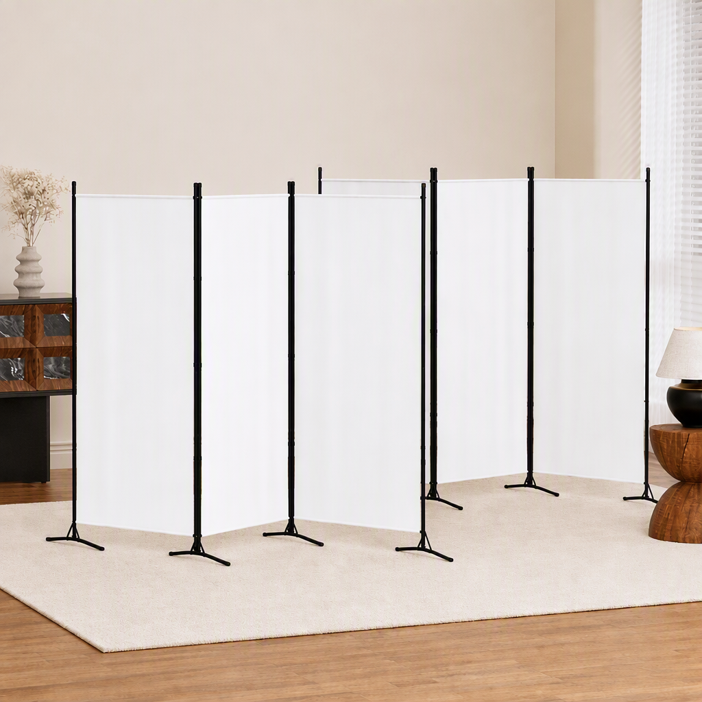 Artiss 3-Panel Room Divider Set (2) - White Fabric – Sumo Deals Artiss 3 Panel Room Divider Set Of 2 Folding Privacy Screen Fabric Room Separator Partition White Product Image