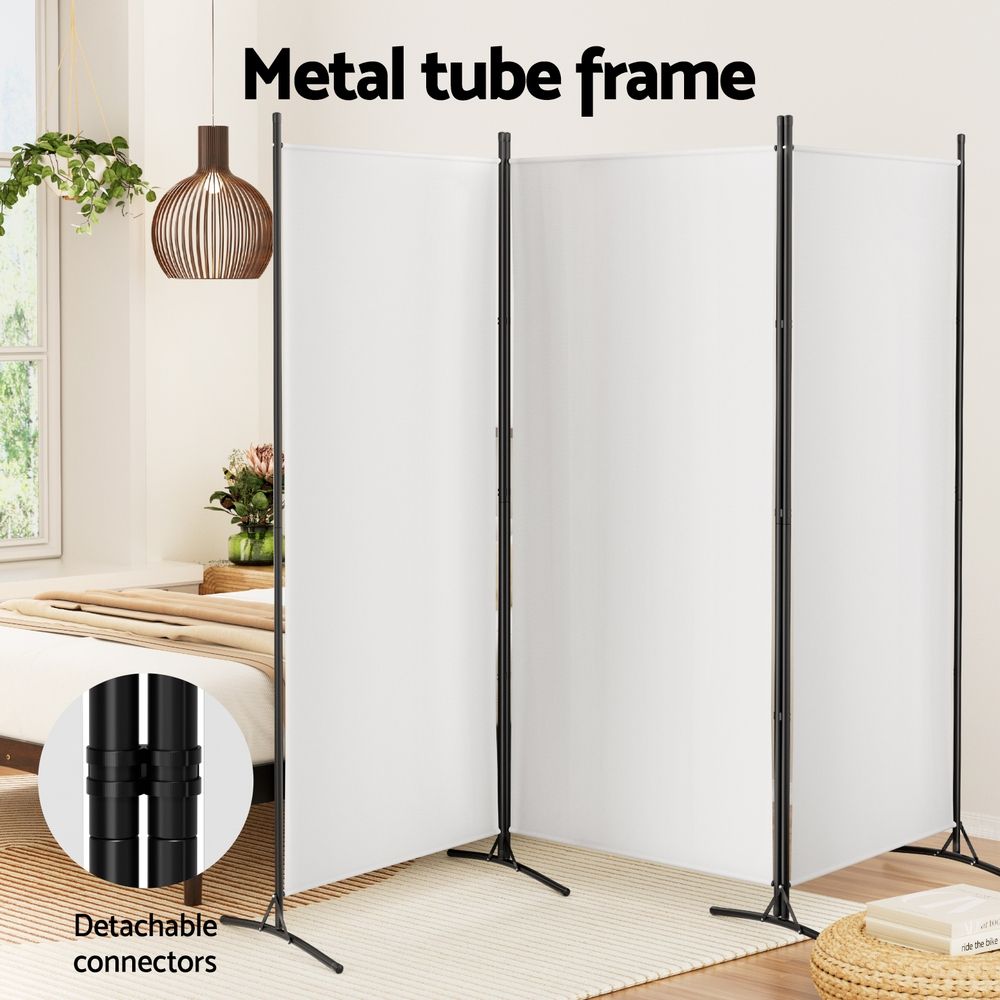 Artiss 3-Panel Room Divider Set (2) - White Fabric – Sumo Deals Artiss 3 Panel Room Divider Set Of 2 Folding Privacy Screen Fabric Room Separator Partition White Product Image
