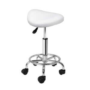 Artiss Salon Stool Saddle Swivel Chair White product image