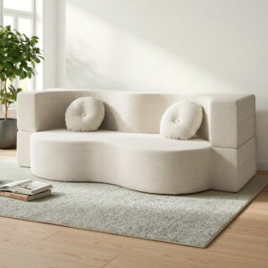 Artiss Folding Sofa Bed Floor Couch 2-in-1 Convertible Futon Loveseat Beige product image
