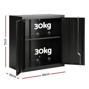 Giantz Wall Mount Tool Cabinet | Steel, Lockable, Black – Sumo Deals Giantz Steel Tool Cabinet Wall Mount Adjustable Shelf Garage Storage Lockable Black Product Image