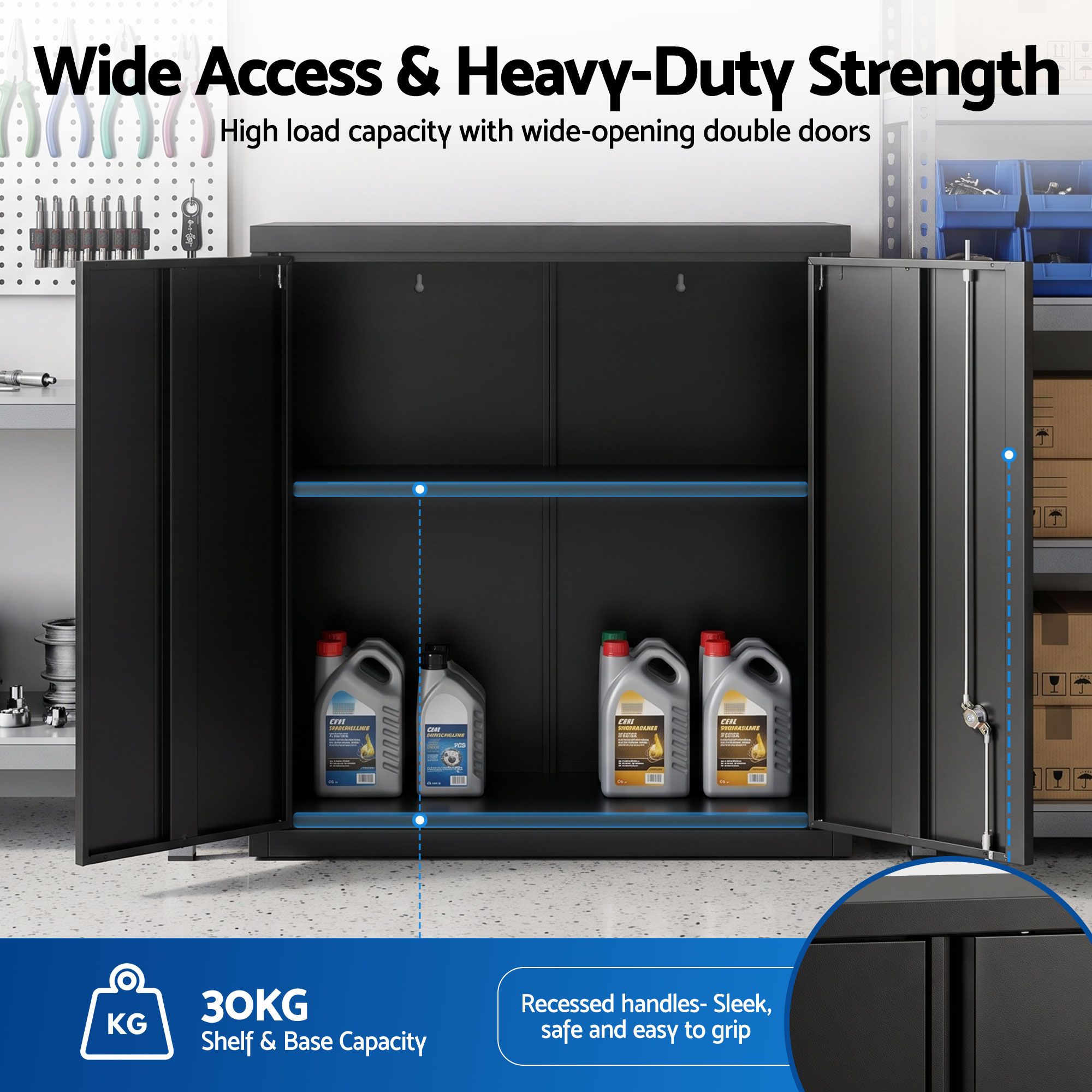 Giantz Wall Mount Tool Cabinet | Steel, Lockable, Black – Sumo Deals Giantz Steel Tool Cabinet Wall Mount Adjustable Shelf Garage Storage Lockable Black Product Image
