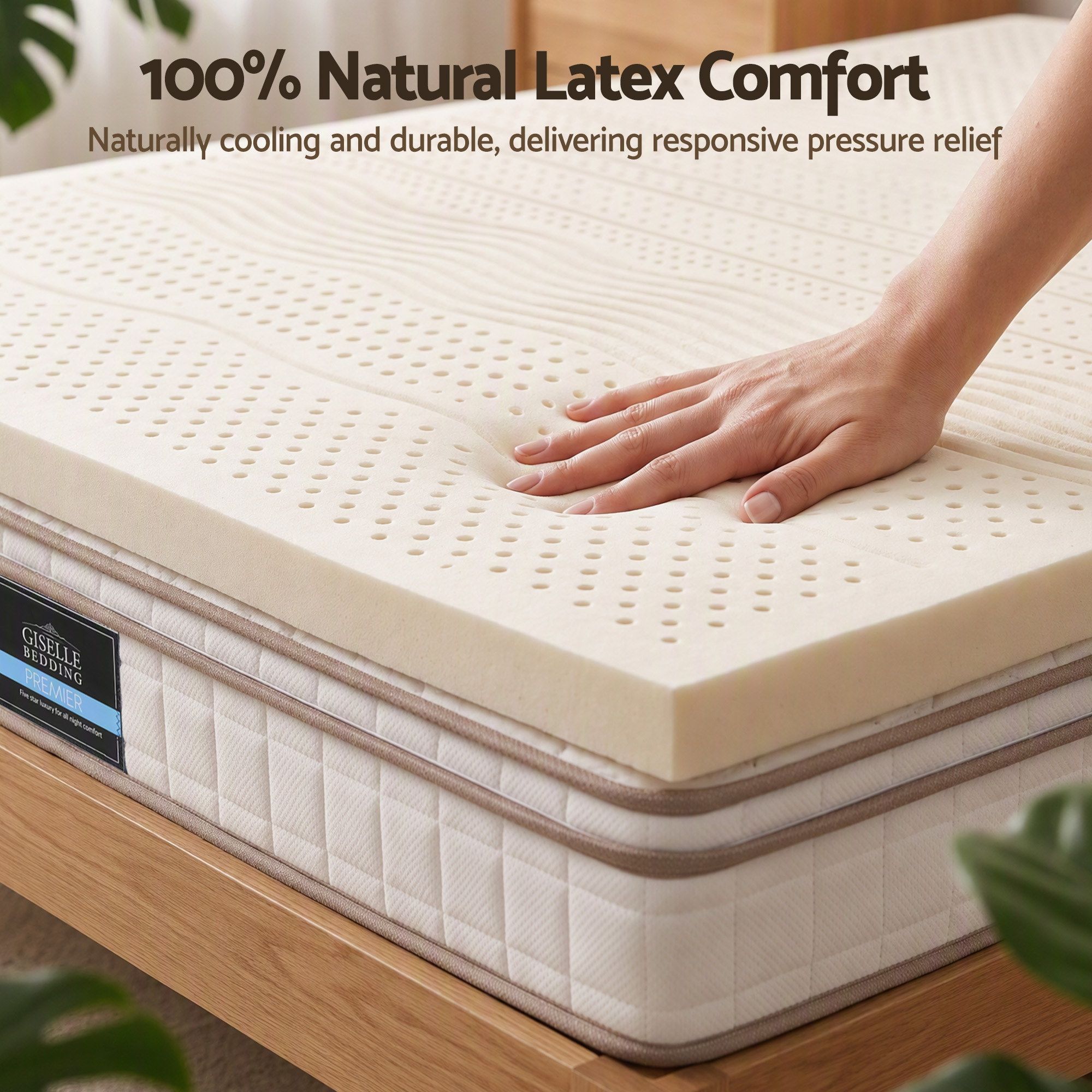 Giselle Bedding Double Latex Mattress Topper 5Cm – Sumo Deals Giselle Bedding Double Latex Mattress Topper 7-Zone Natural Latex Core Breathable 5Cm Product Image