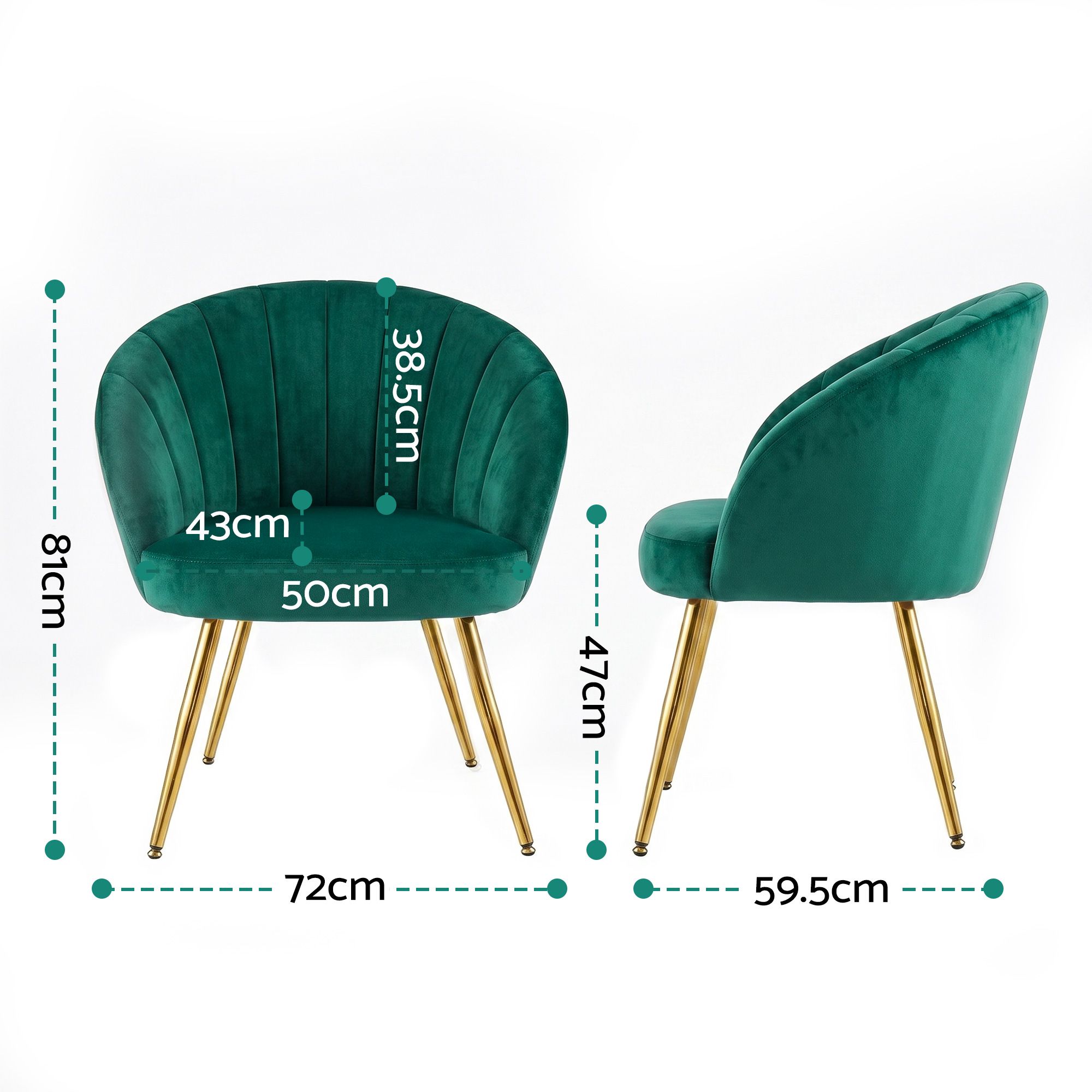Artiss Eloise Green Velvet Armchair – Sumo Deals Artiss Armchair Velvet Green Eloise Product Image