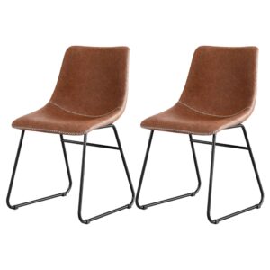 Artiss 2x Dining Chairs Retro PU Leather Kitchen Lounge Cafe Accent Chair Brown product image