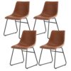 Artiss 4X Dining Chairs Retro Pu Leather Kitchen Lounge Cafe Accent Chair Brown Product Image
