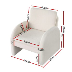 Artiss Boucle Armchair | White Accent Lounge Chair – Sumo Deals Artiss Armchair Accent Chair Lounge Tub Sofa Couch Curved Arm Seat Boucle White Product Image