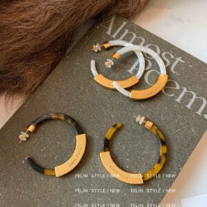 Hoop Earrings For Women Geometry Acrylic Resin Earrings Bohemia Tortoise Shell Earrings Mottled Stat Product Image