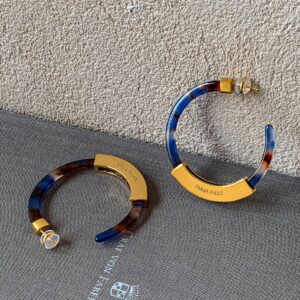 Hoop Earrings for Women Geometry Acrylic Resin Earrings Bohemia Tortoise Shell Earrings Mottled Stat product image