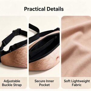 Hairy Beer Belly Fanny Pack | Light Hair – Sumo Deals Beer Belly Fanny Pack, Hairy Belly Fanny Pack, Dad Bod Belly Fanny Packs Multiple Styles, Zippered P Product Image