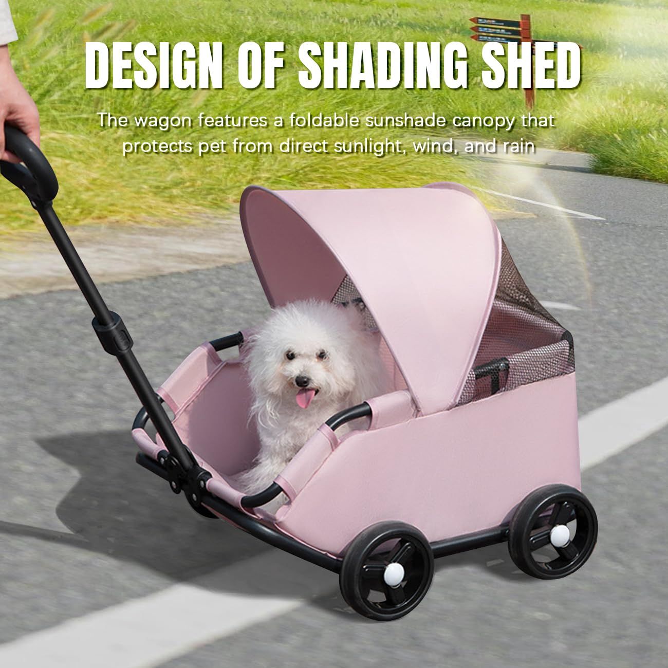 4-Wheel Pet Stroller With Sunshade &Amp; Mesh Canopy – Sumo Deals 4-Wheel Dog Stroller With Sunshade Cover Collapsible Mesh Canopy Portable Pet Carrier For Outdoor Tr Product Image