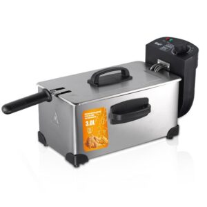 Electric Deep Fryer with Basket, 3.2QT Stainless Steel Countertop 1500W Heating with Adjustable Temp product image