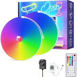 32.8ft LED Neon Rope Lights with APP/Remote Control,Flexible DIY Design,Music Sync Neon Lights for W product image