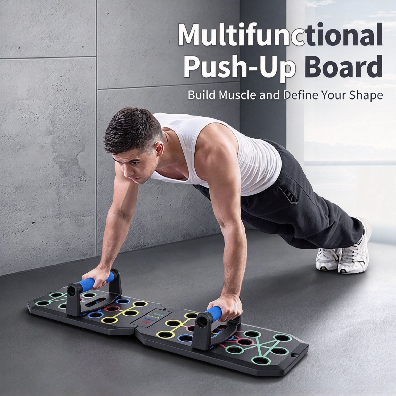 30-Hole Foldable Push-Up Board | Home Fitness – Sumo Deals 30 Holes Push‑Up Board, Portable Foldable Fitness Equipment For Home Indoor Outdoor, Body Shaping Product Image