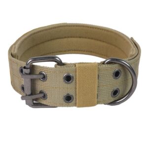 Outdoor Nylon Dog Collar, Thick Puppy Neck Collar Double‑Eye Buckle, Khaki Double‑Eye Buckle Col product image