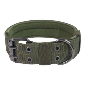 Outdoor Nylon Dog Collar, Thick Puppy Neck Collar Double‑Eye Buckle, Dark‑Green Double‑Eye Buc product image