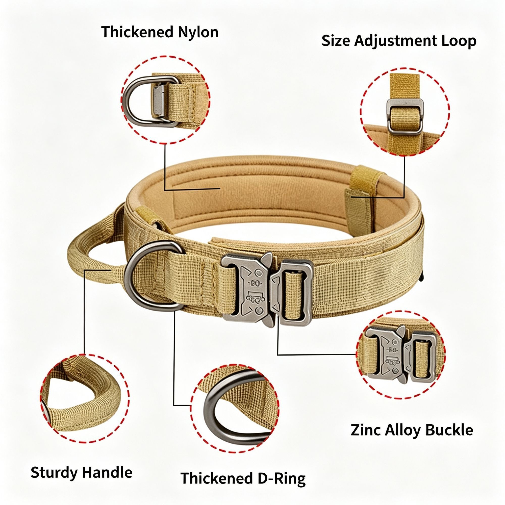 Durable Nylon Dog Collar With Double-Eye Buckle - Dark Green – Sumo Deals Outdoor Nylon Dog Collar, Thick Puppy Neck Collar Double‑Eye Buckle, Dark‑Green Double‑Eye Buc Product Image