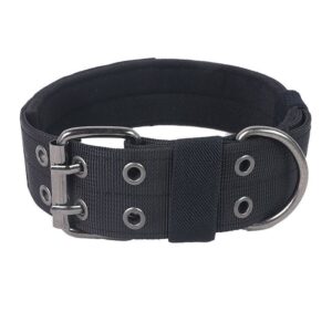 Outdoor Nylon Dog Collar, Thick Puppy Neck Collar Double‑Eye Buckle, Black Double‑Eye Buckle Col product image